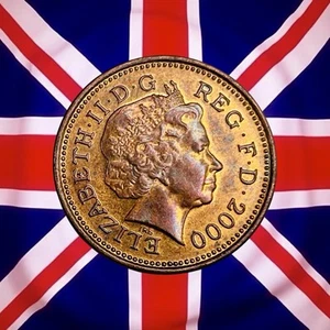 Großbritannien Penny 2000 - bunte Tönung - Elizabeth II - Kombiversand - Bild 1 von 2