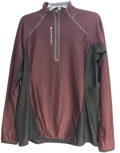 Pullover de golf con logotipo de cuello falso 1/4 cremallera granate XL segunda piel para hombre - Imagen 1 de 6