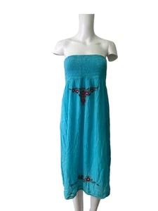 F&F Bandeau Summer Dress Size M Womens EU40 Baby Blue Fit & Flare Sleeveless - Picture 1 of 11