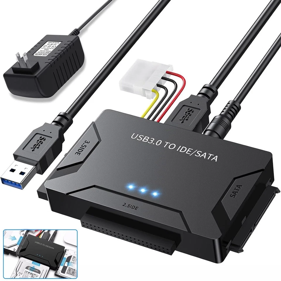 USB 3.0 to IDE/SATA 2.5"/3.5" SATA/IDE/SSD Hard Drive Storage Converter Adapter - Image 1 of 4