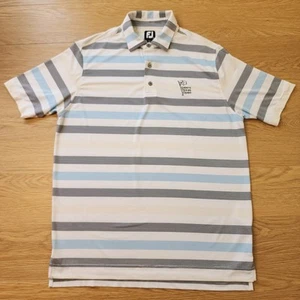 Footjoy Shirt Mens Large White Blue Striped TPA Sawgrass Logo Golf Stretch Polo - Picture 1 of 11