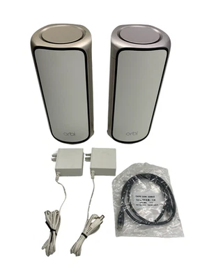 NETGEAR Orbi 970 Series BE27000 Quad-Band Mesh Wi-Fi 7 System (2-pack) White UD - Image 1 of 4