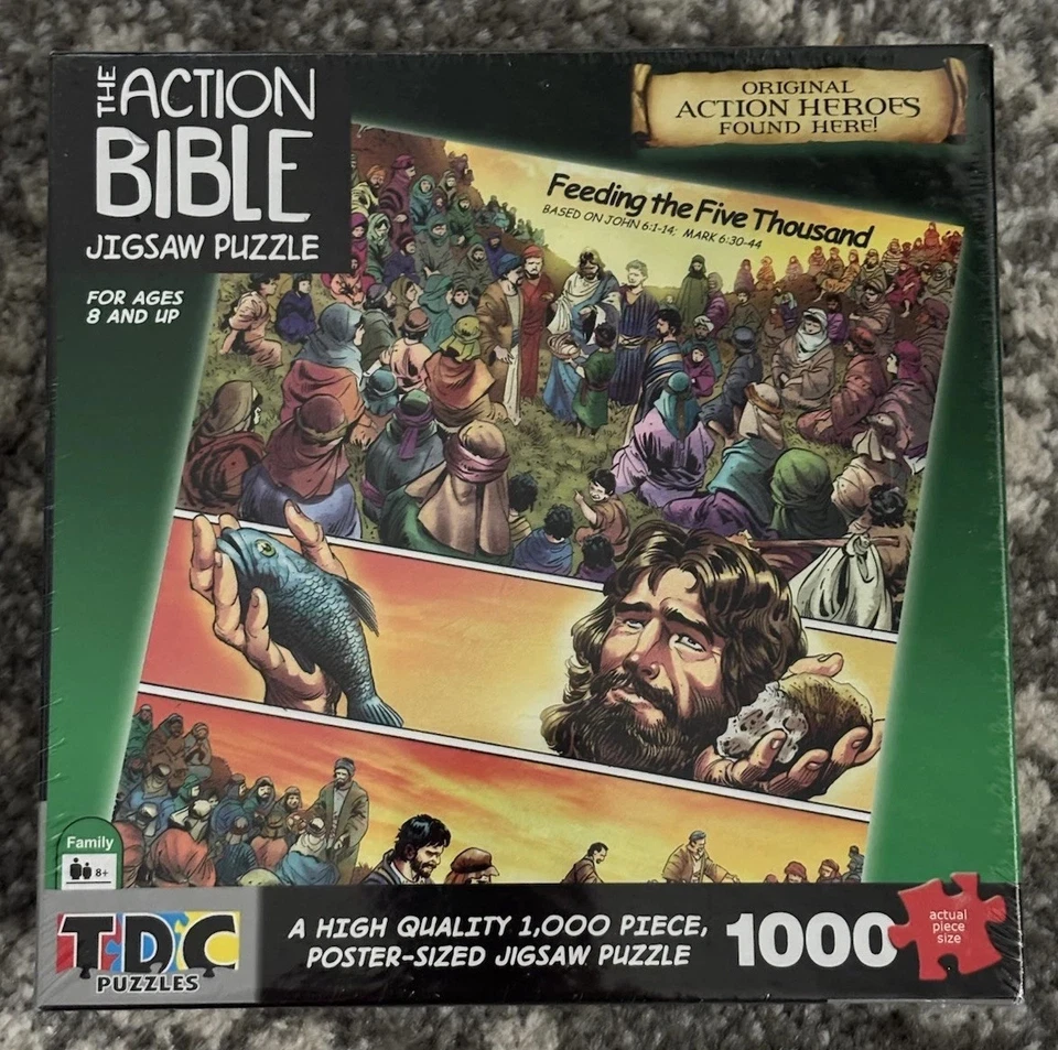 Action Bible Family Jigsaw Puzzle "Feeding the Five Thousand" 1000 Piece SEALED - Image 1 of 1