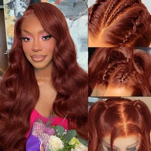 20 Inch Reddish Brown Lace Front Wigs Human Hair 13x6 Body Wave Lace Front Wi... - Picture 1 of 7