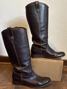 Frye Melissa Button Damen Halbhohe Stiefel 9B 77167 Leder Braun Reitsport Reiten - Bild 1 von 7