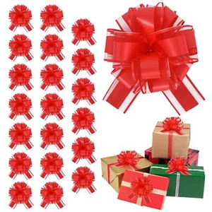 20pcs 7 Inch Pull Bows Red Gift Wrap Bows for Gift Wrapping Ribbon Basket Flo... - Picture 1 of 6
