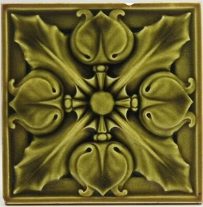 Fireplace Tile Relief Moulded Fourfold Floral Design By Pilkington C1900 AE5 - Picture 1 of 3