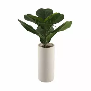 Flora Bunda Artificial Plant 20 in H Fiddle Leaf in 10.5 in Leather Ceramic Vase - Picture 1 of 3