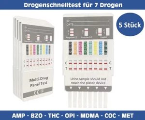 5x Drogenschnelltest (7 Multi Drogentest) u.a. Amphetamine, Ecstasy, Kokain, THC - Bild 1 von 4