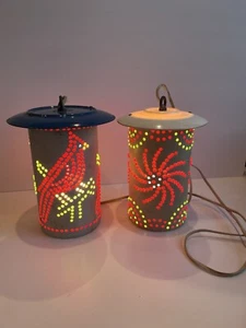 2 Vintage MCM Lawnware Style PVC Beaded Pendant Lights ~ Both Work Great - Picture 1 of 13