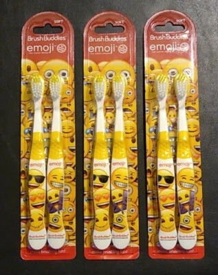 Cepillo de dientes Brush Buddies emoji suave paquete de 2 nuevo en paquete  Foto 1 de 2
