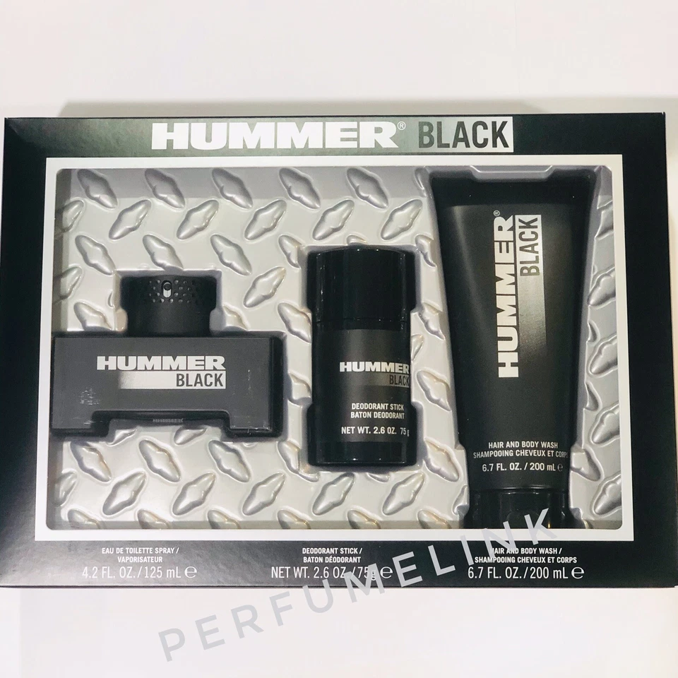 HUMMER BLACK 125ml EDT SPRAY+ 75g DEODORANT STICK + 200ml BODY WASH SET FOR MENS - image 1 of 2