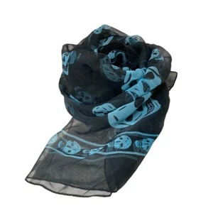 Alexander McQueen Bufanda Estola Silenciador Calavera Negro Azul - Imagen 1 de 7