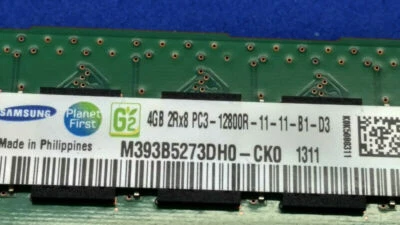 SAMSUNG 4GB 2RX8 PC3-12800R 1.5V PN:M393B5273DH0-CK0 - Image 1 of 4