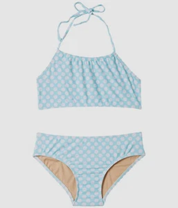 $24 Toobydoo Girls Blue Polka Dot Bandeau Bikini Two Piece Swimsuit Size 3-4 - Picture 1 of 1