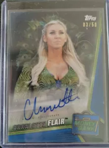 2019 Topps WWE Money In The Bank Charlotte Flair Autograph Card #03/50 Blue Auto - Picture 1 of 2