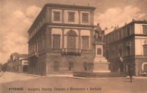 Vintage Postkarte 1910er Denkmal für Garibaldi Lungarno Amerigo Vespucci Firenze - Bild 1 von 2