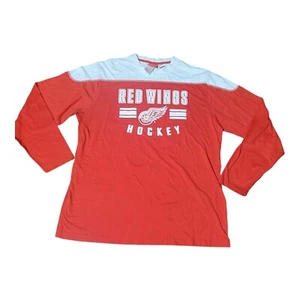Vintage Reebok Faceoff Detroit Red Wings Zetterberg Long Sleeve T-Shirt XL B9 - Picture 1 of 8