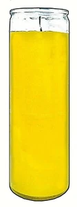 KERZENGLAS GLAS SCHLICHT GELB VELA AMARILLO BRENNT 120 STUNDEN - Bild 1 von 1