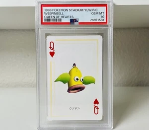 1998 Pokemon PSA 10 Weepinbell Stadium 3D Poker Playing Card Yellow Queen Hearts - Picture 1 of 2