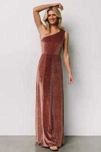 NWOT Baltic Born Tatiana Velvet One Shoulder Maxi Dress MD Rose - Picture 1 of 7