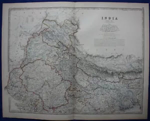 NORTHERN INDIA, large original antique map, Johnston, 1871 - Picture 1 of 7