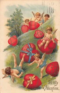 J85/ Valentine's Day Love Holiday Postcard c10 Cupid Heart Hill Roll 296 - Picture 1 of 4