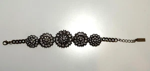 Baublebar Crystal Brass Tone Bracelet Flower Style Vintage 8x5" - Picture 1 of 1