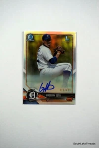 2018 Bowman Chrome Gregory Soto 1st Refractor Auto #'d 136/499 Tigers Phillies - Picture 1 of 2
