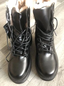 Streetwear Damen schwarz Kampfstiefel gepolsterte Innensohle Größe 8 - Bild 1 von 8