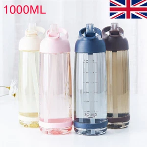 1L Sports Water Bottle Gym Travel Drinking Leakproof Bottle with Straw Bpa Free - Picture 1 of 14