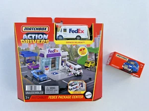 Fed Ex Action Drivers Spielset Streichholzschachtel Mattel Hot Wheels + Extra Lieferwagen - Bild 1 von 5