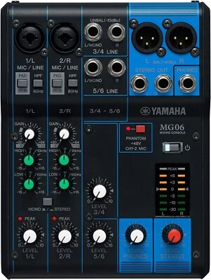 YAMAHA MG06X 6 channel Mixing Console 2 Mic Stereo Mixer Digital Effects - Image 1 of 4