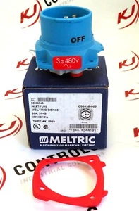 Meltric 63-38043 DSN30 Inlet / Plug 30A 3P+G TYPE 4X IP69 480VAC 15HP - Picture 1 of 5