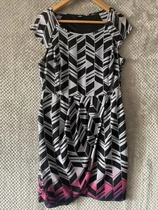GEORGE WOMENS DRESS PURPLE MULTICOLOUR PATTERN SIZE 14 - Picture 1 of 11