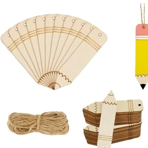 10PCS Wooden Pencil-Shaped Blank Bookmarks DIY Tags for Party Decor - Picture 1 of 9