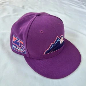 New Era Colorado Rockies Hat - 7 3/8 - 25 Anniversary MLB Baseball Cap Purple - Picture 1 of 10