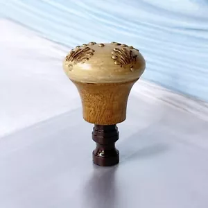 Set of 2 Wood Like Floral Lamp Shade Finials - Toppers - Fit Standard Harp - Picture 1 of 2