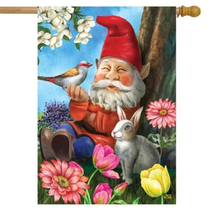 Gnomo de jardín casa de primavera pájaros floral 28"" x 40"" carril de madera de brezo - Imagen 1 de 4