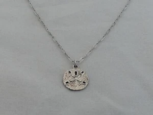 Estate Sterling Silver 22" Necklace with a Small Sand Dollar Pendant H-11 - Picture 1 of 7