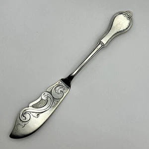 Rogers & Bros Antique Gothic Pattern Master Spreader Silver Plate Etched Blade - Picture 1 of 13