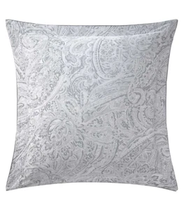 $260 Nuevo con Etiquetas Yves Delorme 2 EURO SHAMS Estuches Paisley Reverso Gris Satén Orgánico - Imagen 1 de 24