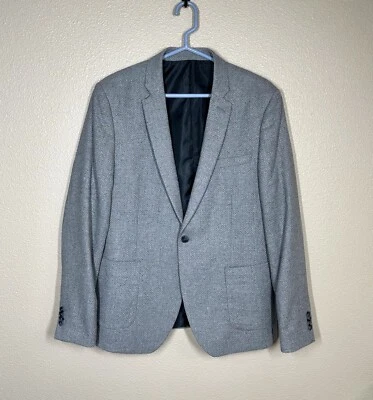 Chaqueta Blazer Topman 44R Para Hombre Mezcla Lana Gris Jaspeado Tweed Un Botón Nueva Sin Etiquetas Foto 1 de 4