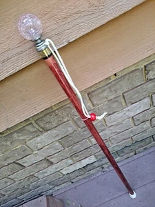 Pink Crazed Crystal Glass Ball Red 💖 Mahogany Dress Cane Walking Stick 👩 Woman - Picture 1 of 7
