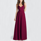 Womens Wedding Bridesmaid Dress V Neck Maxi Evening Party Prom Ball Gown Dresses