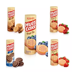 Ukrainische ROSHEN Sandwichkekse ""Multikake"" Obstkuchen, Kakao, Milchcreme 180g - Bild 1 von 6
