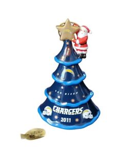 Danbury Mint San Diego Chargers Christmas Ornament 2011 Ceramic Santa Star Tree