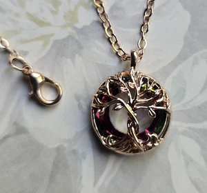 Copper-Rose Tree of Life - gnarled tree with crystal circle glass framing. - Picture 1 of 5