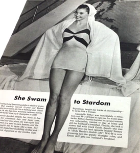 Esther Williams Swimmer MGM Actress Movie Star 1943 VINTAGE PRINT ARTICLE 3 page - Imagen 1 de 2