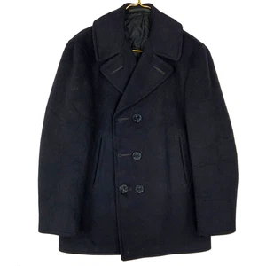 Vintage Us Army Wool Peacoat Jacket Small Blue Button Up Vietnam Era 60s 70s - Picture 1 of 4